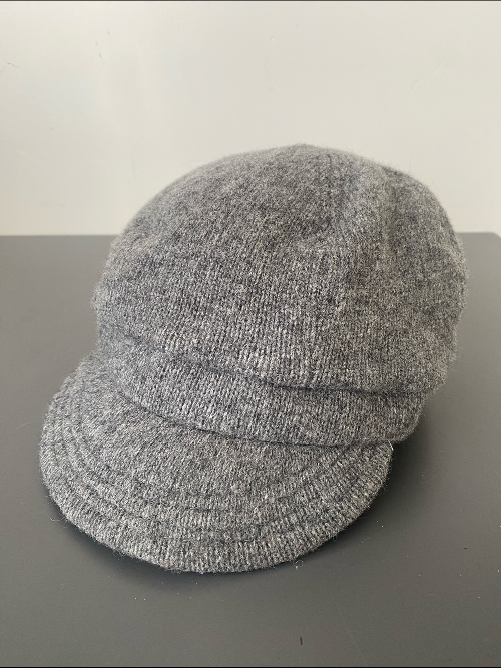 H&M Grey Wool Blend Knit Brimmed Cap L/58 Preppy Boho Cottage core Minimal Chic
